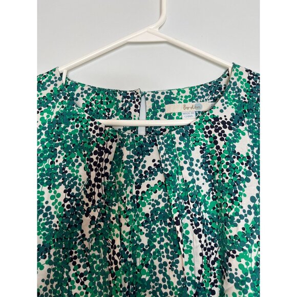 Boden Ravello Silk Blend Cap Sleeve Blouse Top Green Black Pleated Neckline 2 - Picture 4 of 8